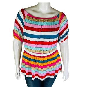 Lane Bryant Stripped Shirt Size 14/16 Convertible Off Or On the Shoulder Top